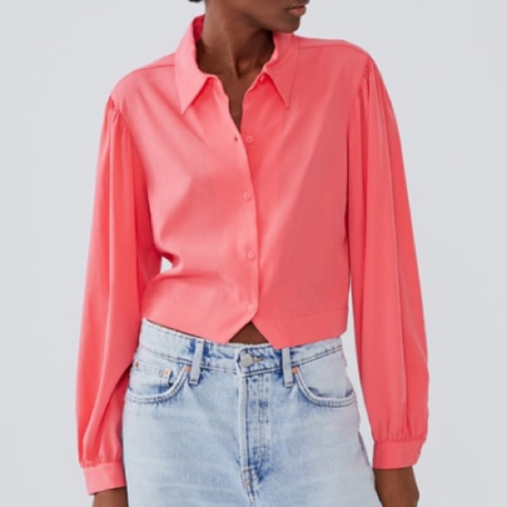 NWT Anthropologie Coral western button down - Picture 3 of 5